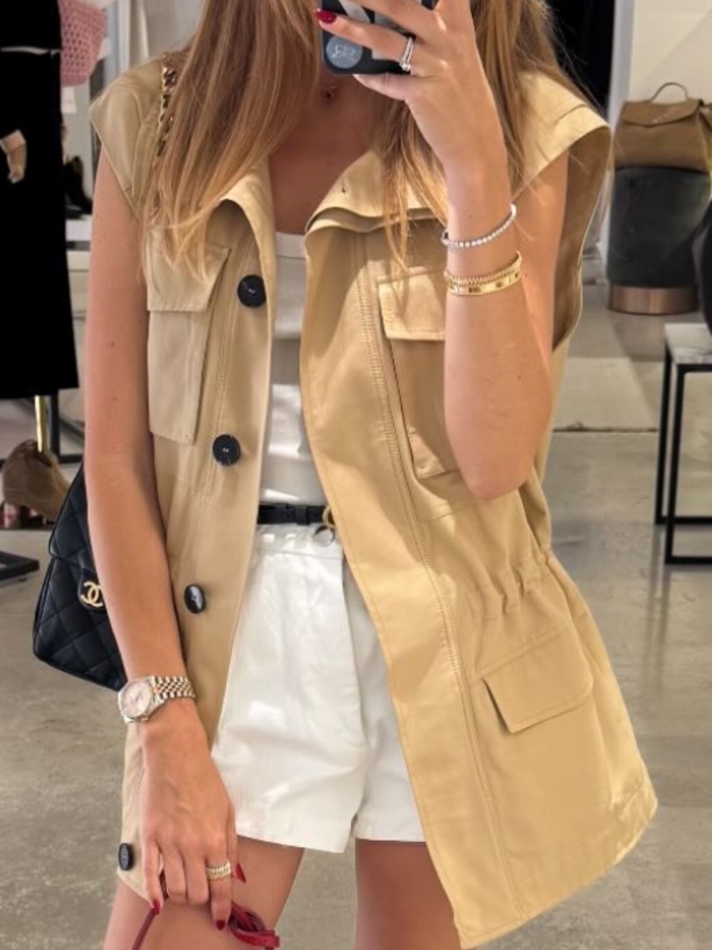 Mango Sleeveless Utility Vest in Beige